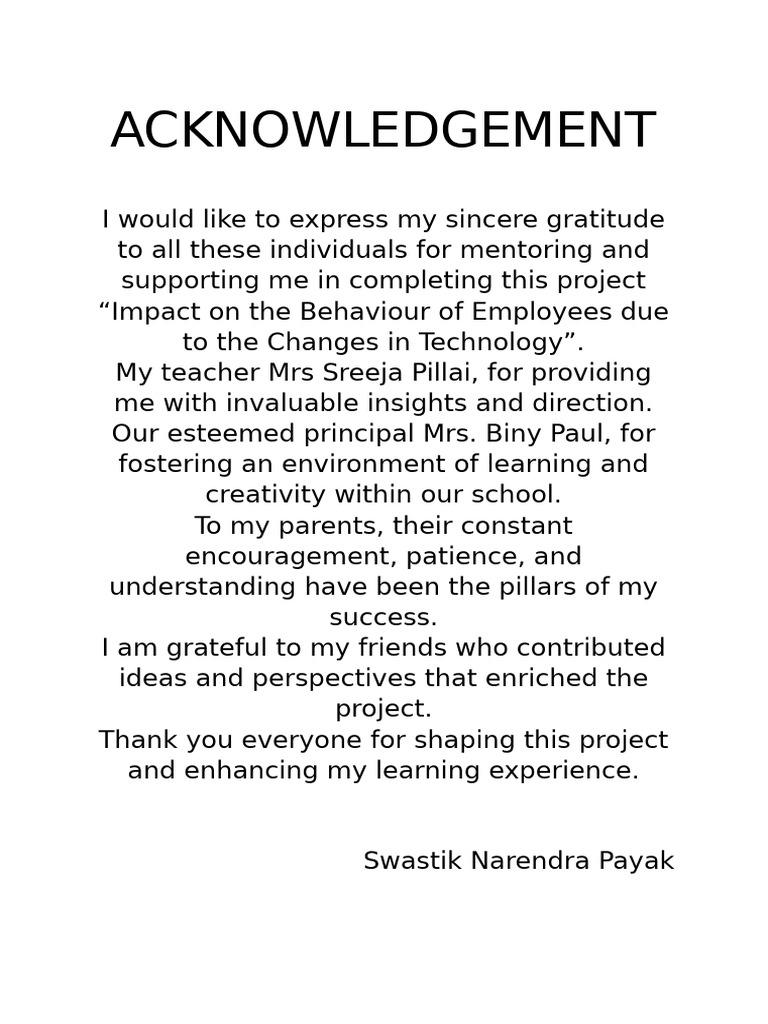Acknowledgement BST | PDF