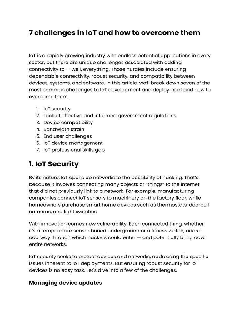 7 Challenges in IoT and How To Overcome Them | PDF | Internet Of Things ...