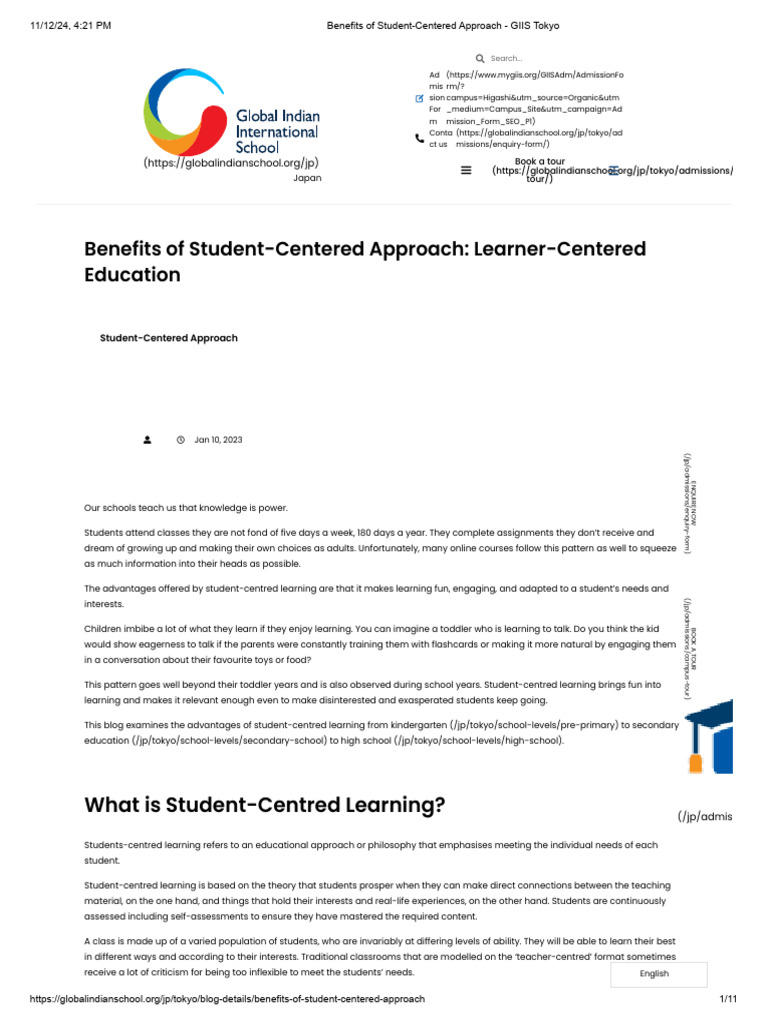 Benefits of Student-Centered Approach - GIIS Tokyo | PDF | Learning ...