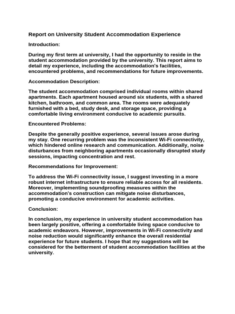 University Student Accommodation Review | PDF