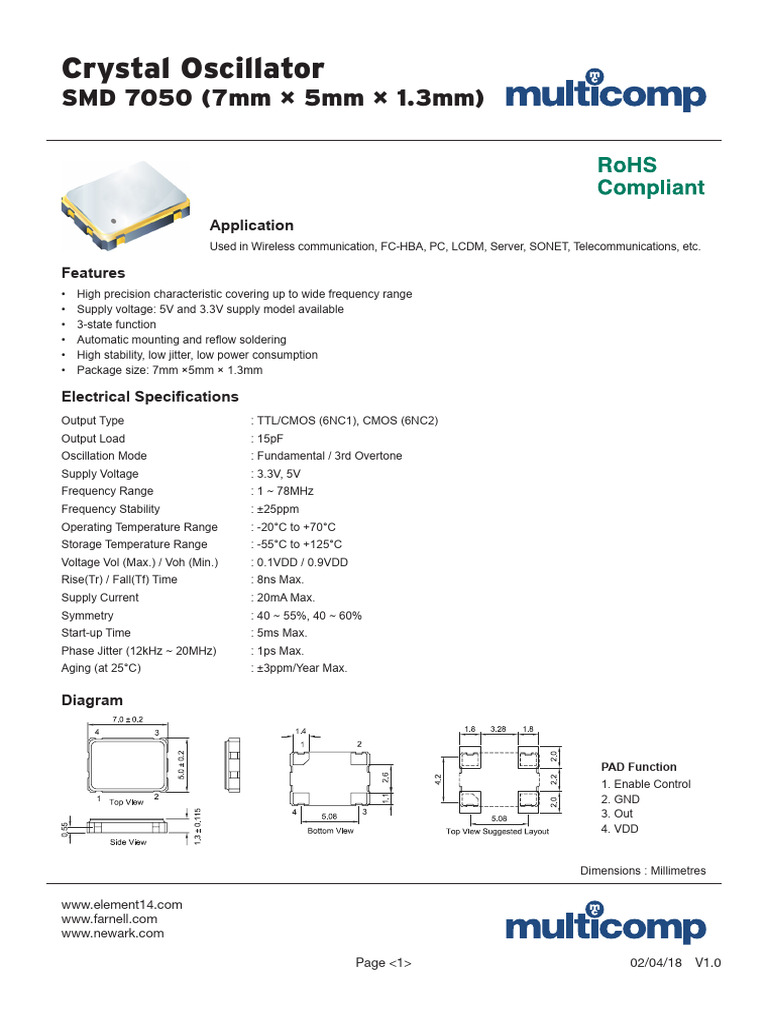 crystal smd 20mhz | PDF | Electricity | Electronic Engineering
