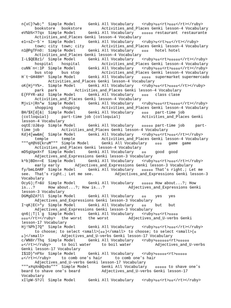 Genki All Vocabulary Spanish Manual | PDF | Banking Technology