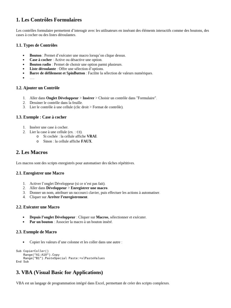 Contrôles Formulaires et Macros VBA | PDF | Visual Basic for ...