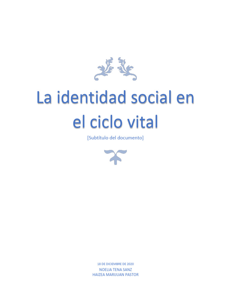 La Identidad Social en El Ciclo Vital (Noelia y Haizea) | PDF | Género ...