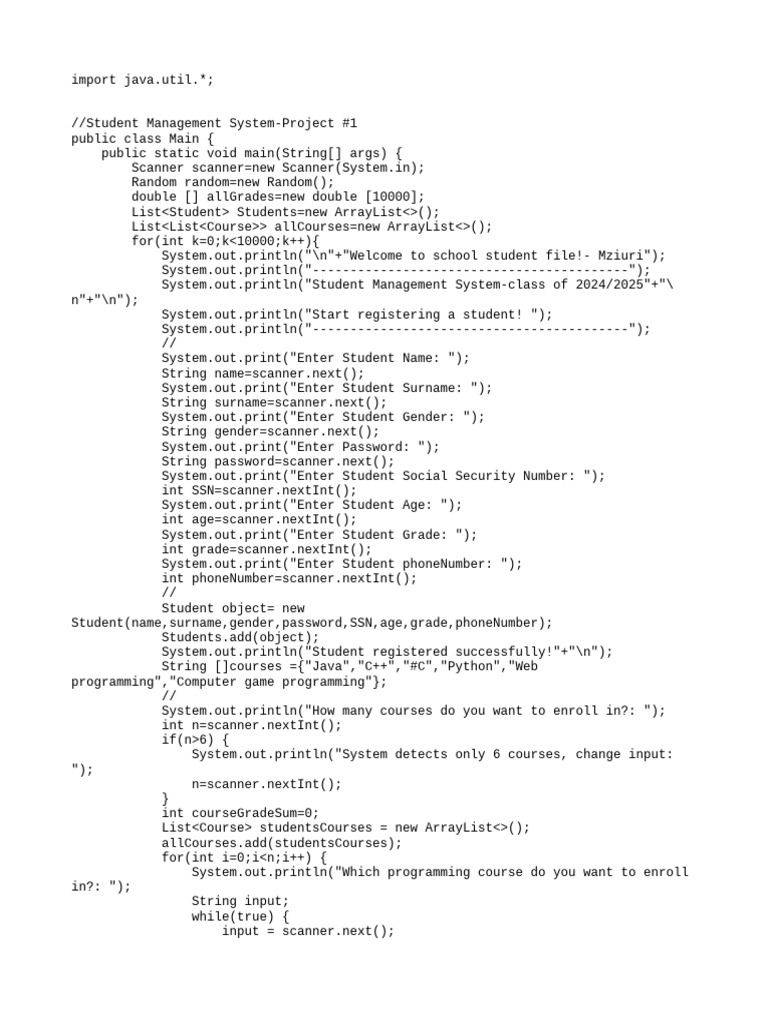 Student Management System | PDF | Computer Programming | Software ...