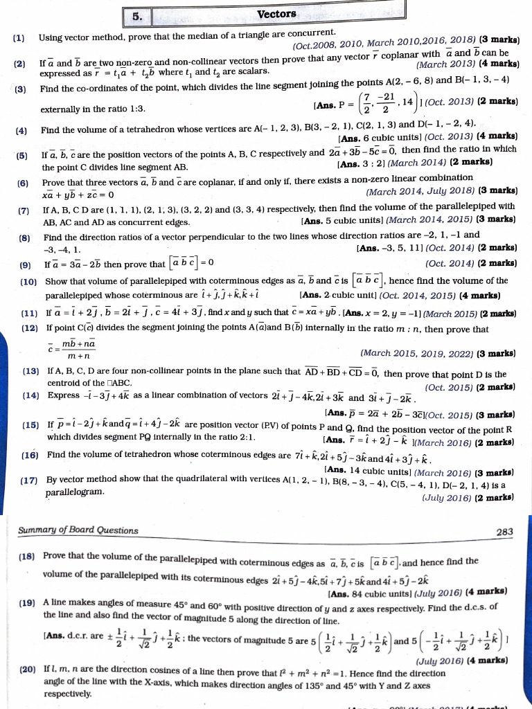 PYQ Vectors | PDF | Tetrahedron | Triangle