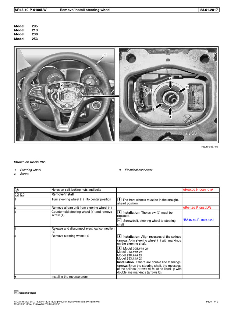 Remove - Install Steering Wheel | PDF | Steering | Automotive Industry