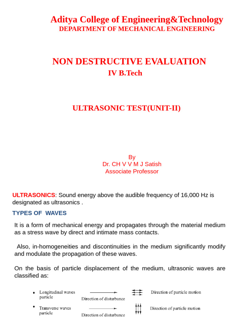 Unit2 Ultrasonictest Nde | PDF | Waves | Nondestructive Testing