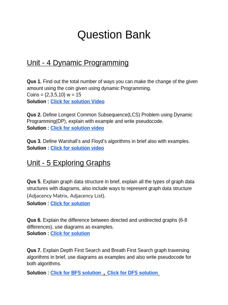 Dynamic Programming & Graph Algorithms Q&A | PDF | Computational ...
