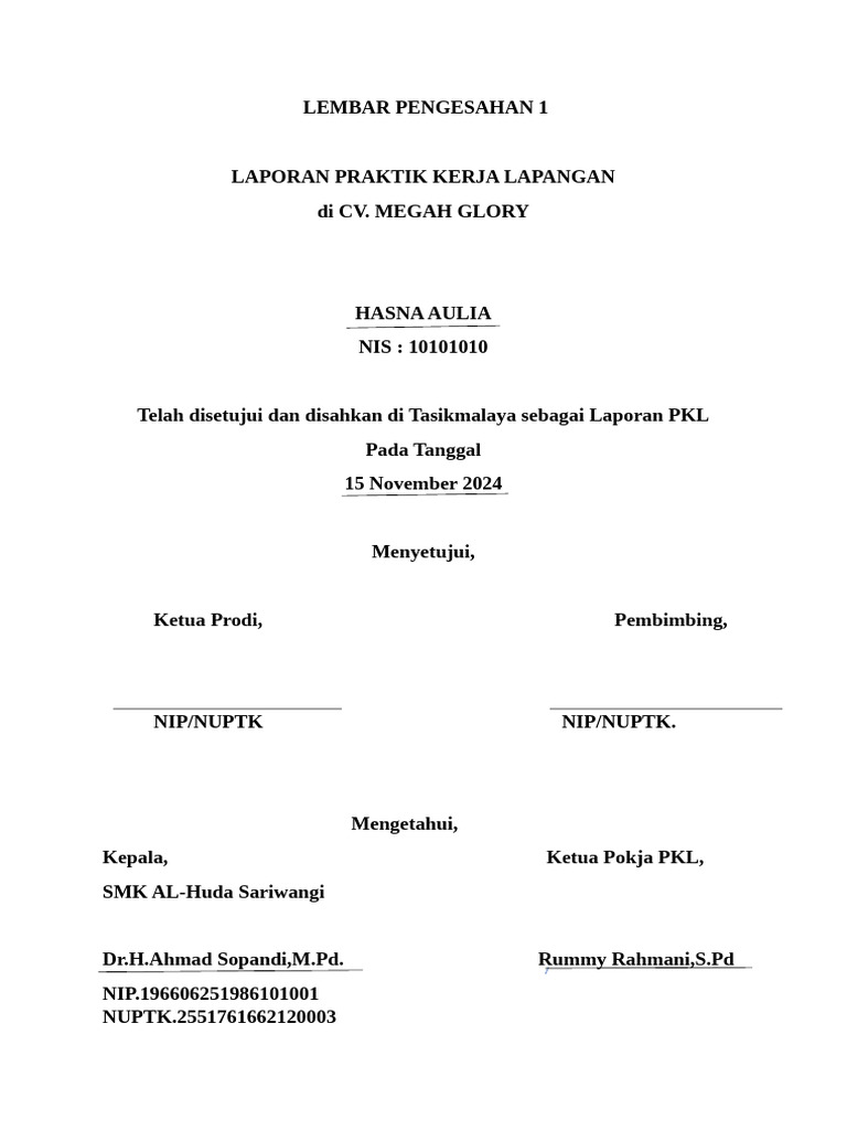 Lembar Pengesahan 1 | PDF