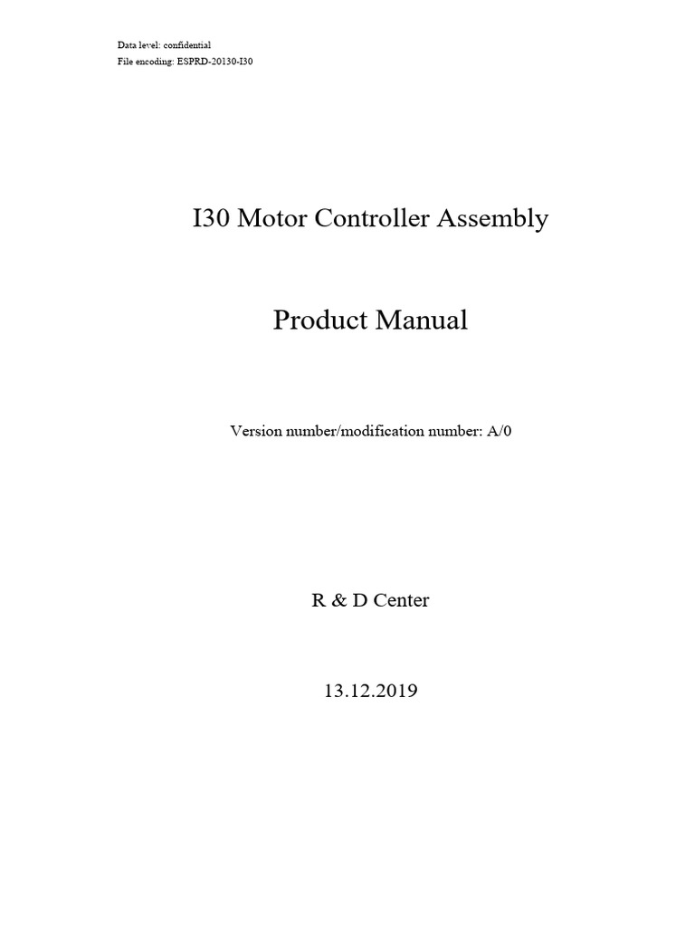 I30 Motor Controller Product Manual. | PDF | Electric Motor | Capacitor