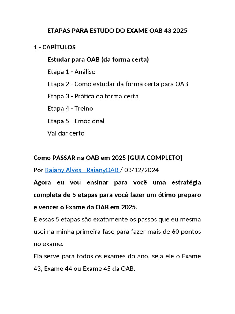 Estratégia para Passar na OAB 2025 | PDF | Tempo | Atenção plena