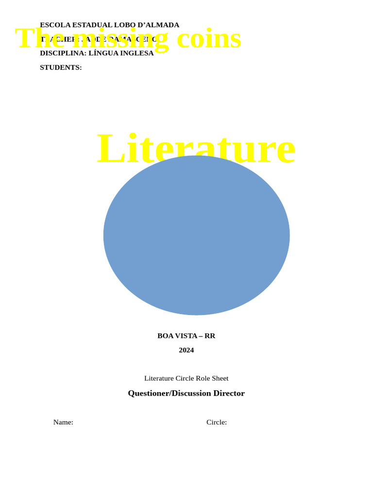 Literature Circle Role Sheet Guide | PDF | Books | Information