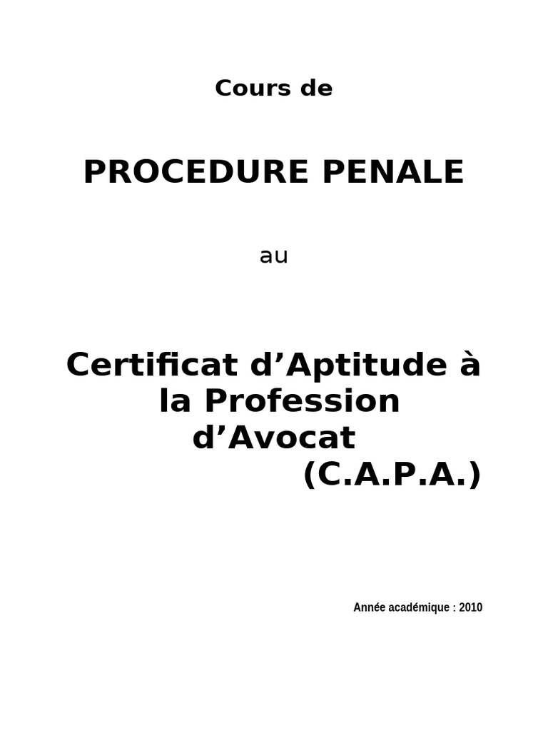 Cours de Procédure Pénale au Bénin | PDF | Loi criminelle | Crimes