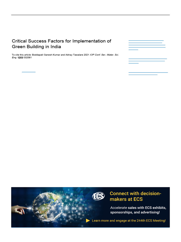 Critical Success Factors For Implementation of Green Building in India ...