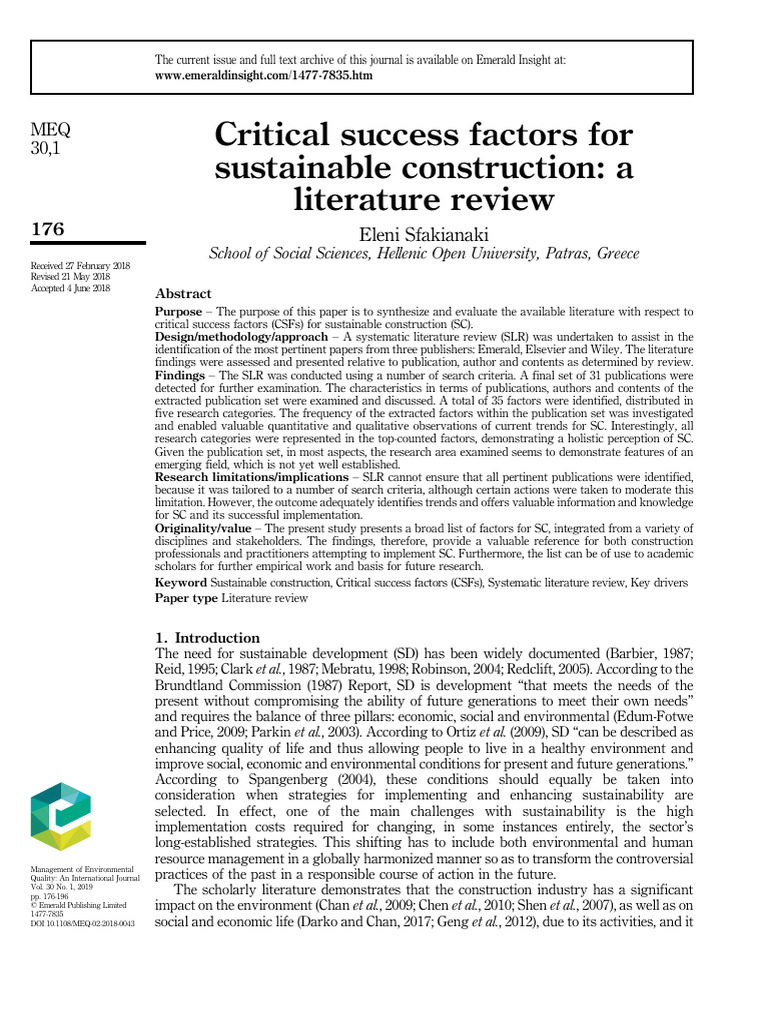 Critical Success Factors in Sustainable Construction | PDF | Green ...