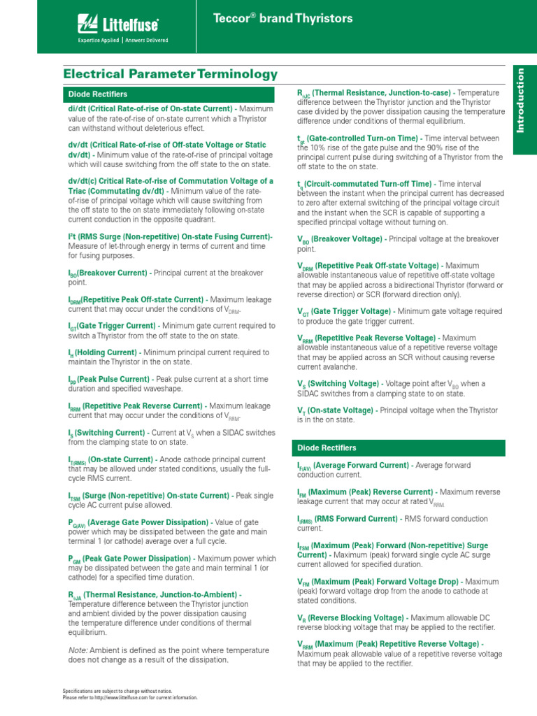Littelfuse Electrical Parameter Terminology Application Note | PDF ...