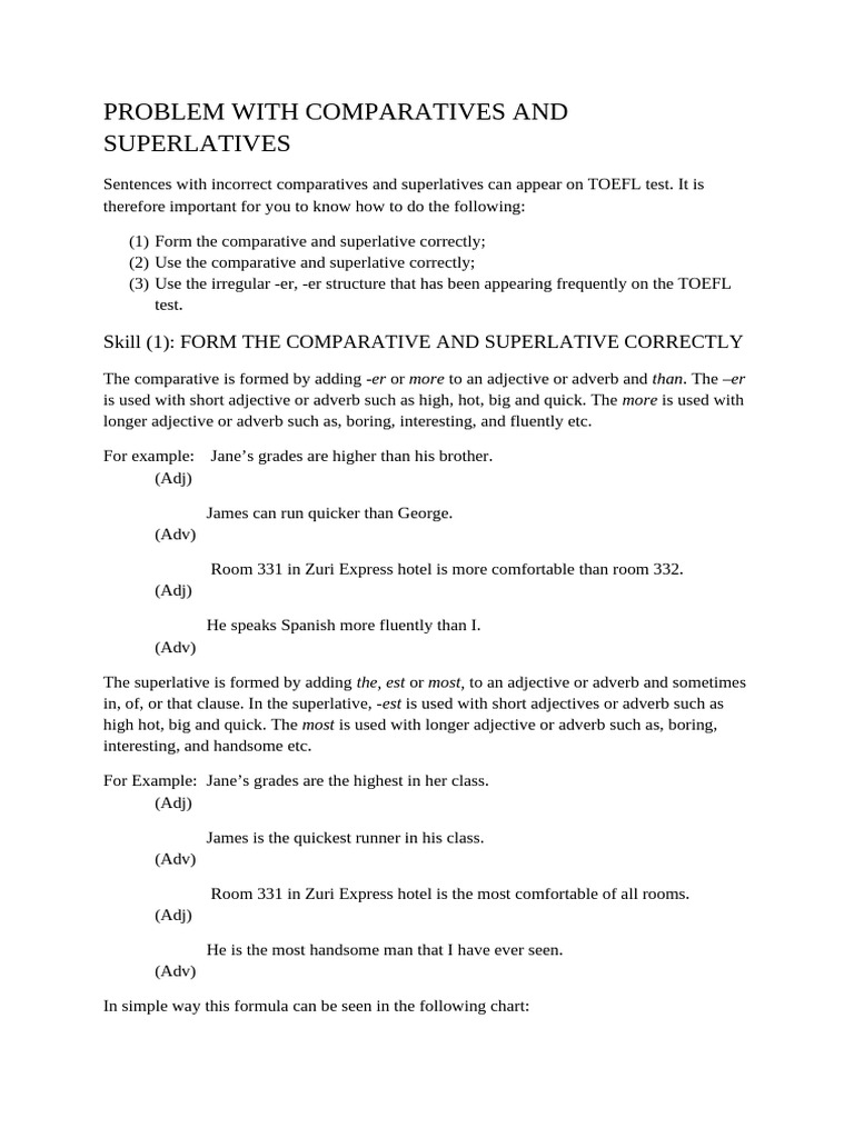 Correcting Comparatives and Superlatives | PDF | Adjective | Verb