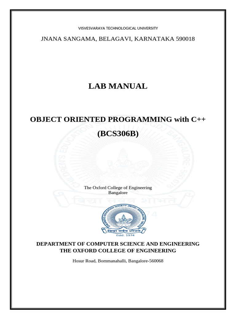 C++ lab manual | PDF | Software Engineering | Computer Programming