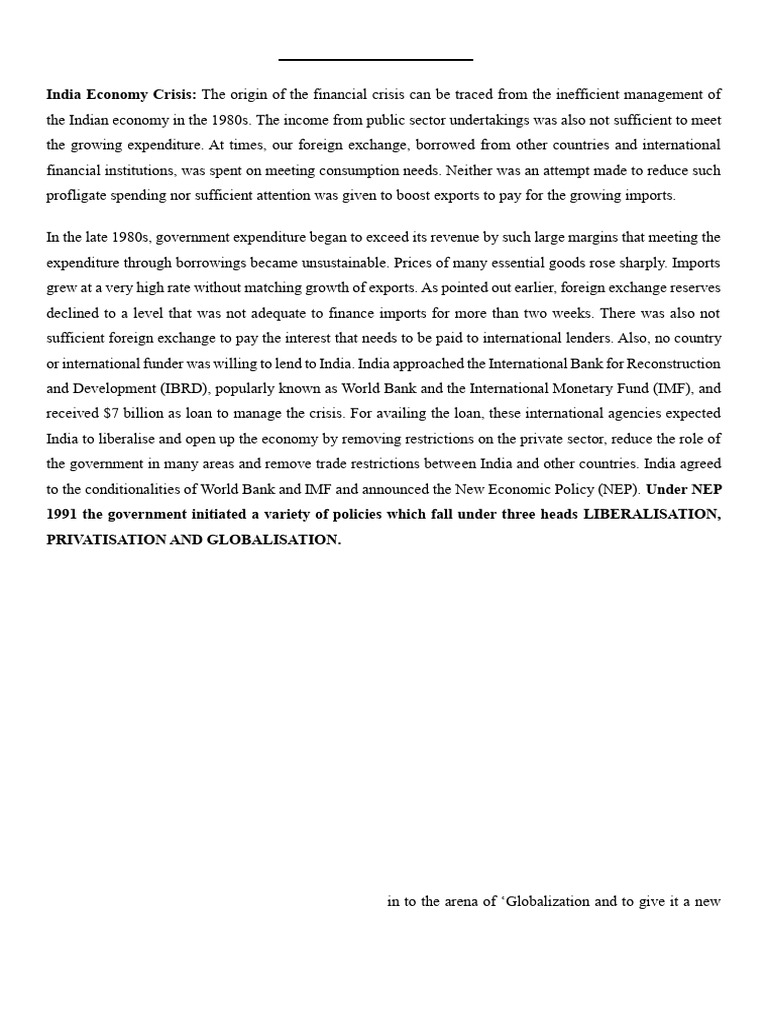 Economic Crisis NEP1991 | PDF | Taxes | Reserve Bank Of India