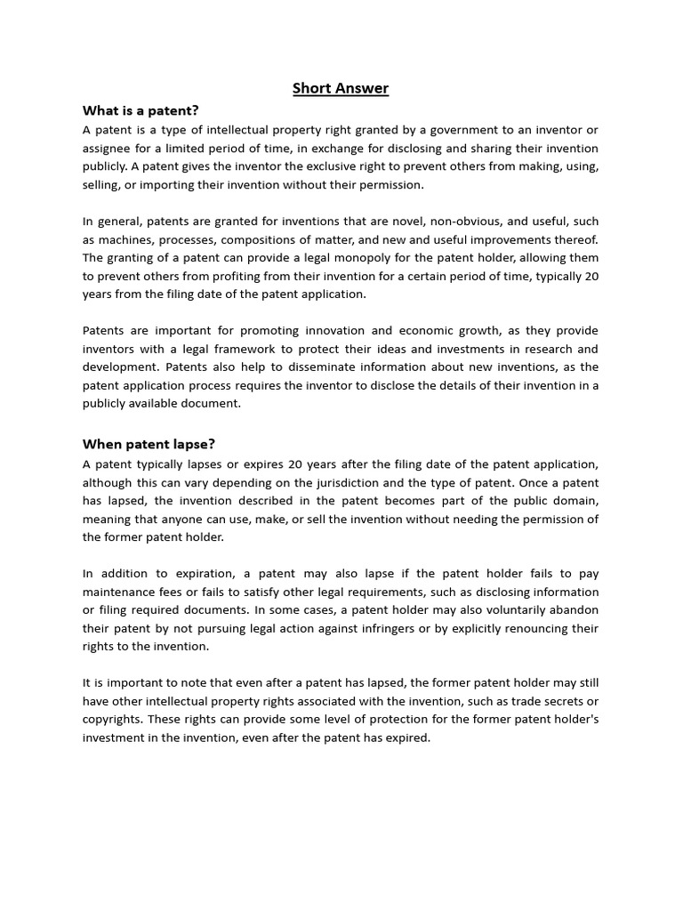 IPR Full Notes | PDF | Intellectual Property | Patent