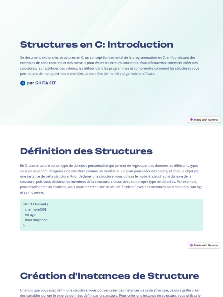 Introduction aux Structures en C | PDF | Type de données ...