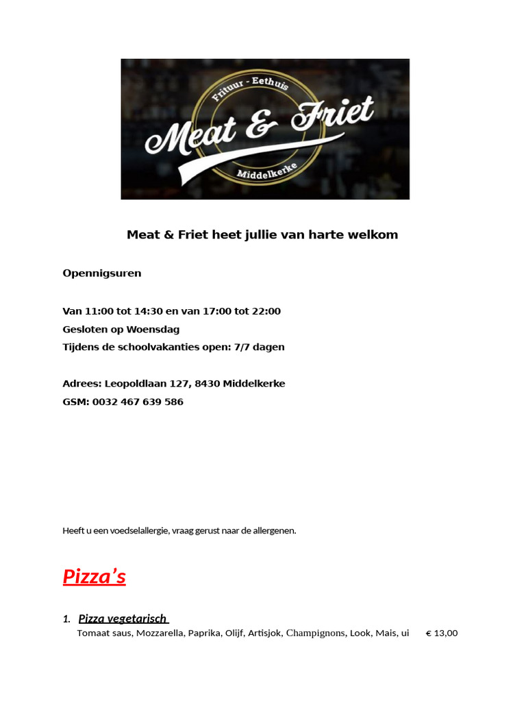 M&F Nieuwe Menu | PDF