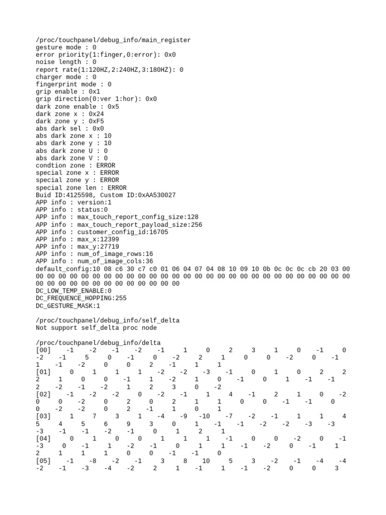 Touchpanel Debug Info Summary | PDF