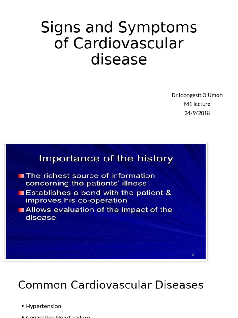 Cardiovascular Disease Symptoms Overview | PDF | Heart | Pulse