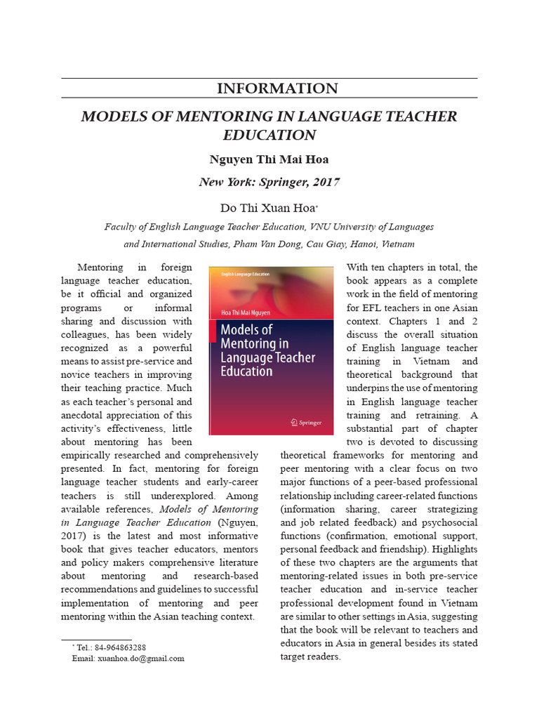 Mentoring Models for Language Teachers | PDF | Mentorship | Teachers