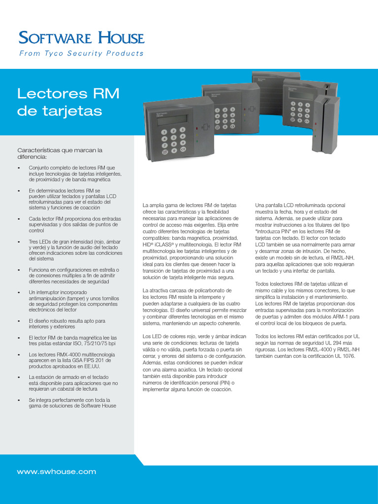 RM-Card-Readers Ds r06 A4 Es | PDF | Teclado | Tarjeta electrónica