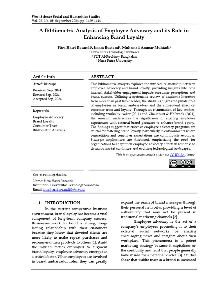 A Bibliometric Analysis of Employee Advocacy and Its Role in Enhancing ...