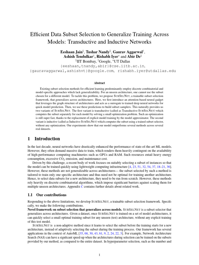 Efficient Data Subset Selection To Generalize Training Across Models ...