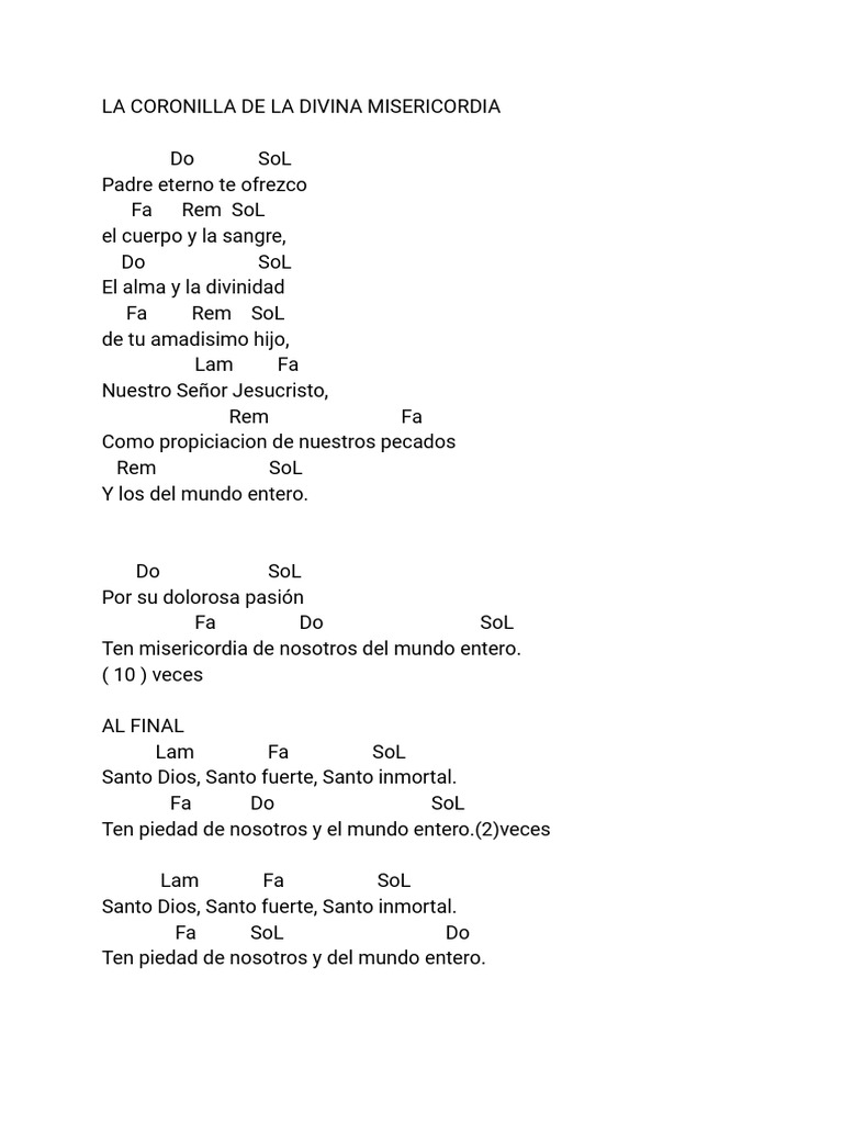 Oración de la Coronilla de la Misericordia | PDF