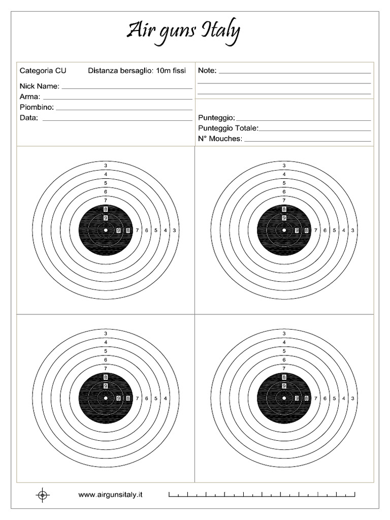 Bersaglio Da Tiro Standard 26x26 Cm – Cartoncino Resistente 200 G/m², Stampa Nitida E Precisa
