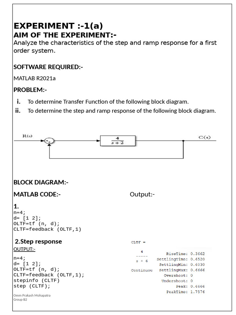 Step and Ramp Response Analysis | PDF