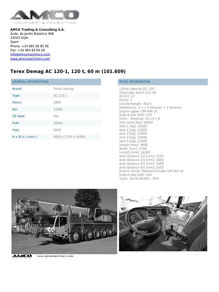 Terex Demag Ac 120 1 120 T 60 M - 101.609 | PDF