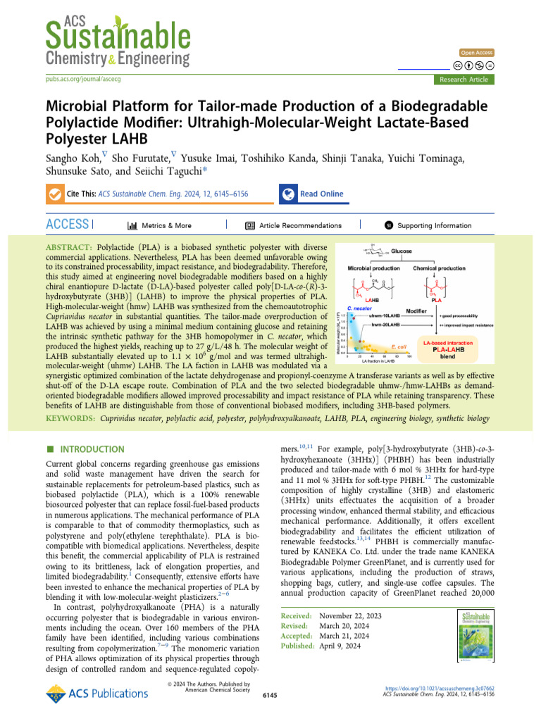 Biodegradable PLA Modifiers Study | PDF | Dna Sequencing | Polymers