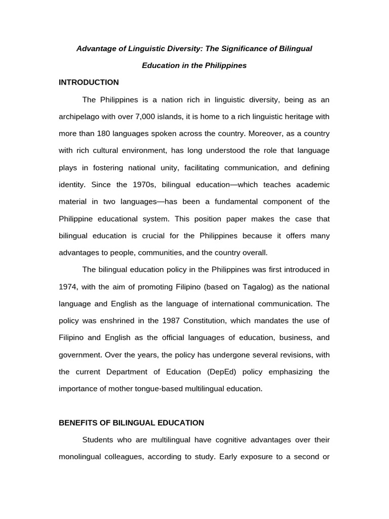 Advantage of Linguistic Diversity | PDF | Multilingualism | Cognition