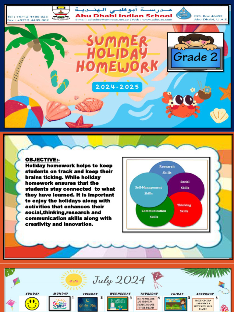 GRADE-2-SUMMER-HOLIDAY-HOMEWORK | PDF | Cognition