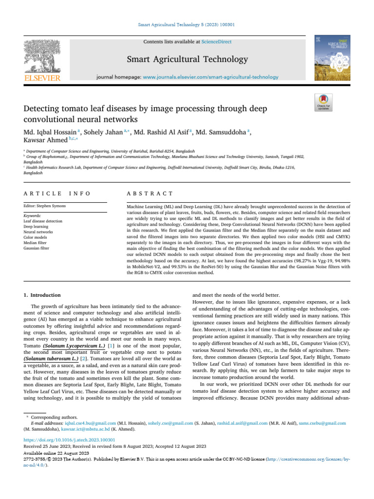 Tomato Leaf Disease Detection Using DCNN | PDF | Image Processing