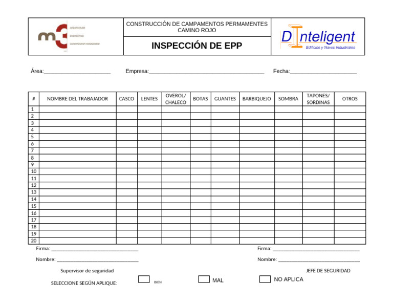 Formato de Inspeccion de Epp | PDF