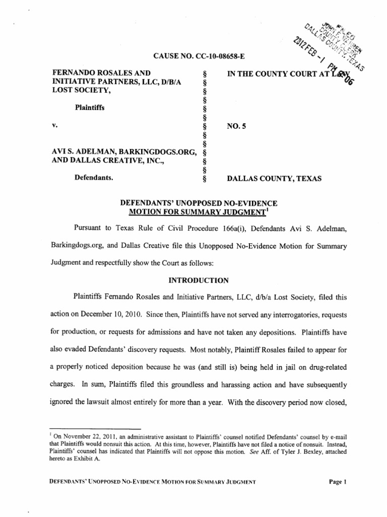 Motion for Summary Judgment