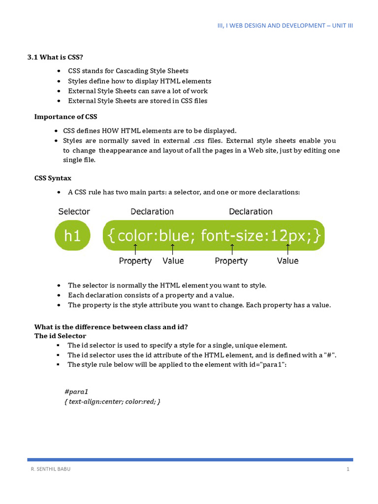 CSS Basics: Syntax, Selectors, and Usage | PDF | Html | Typefaces