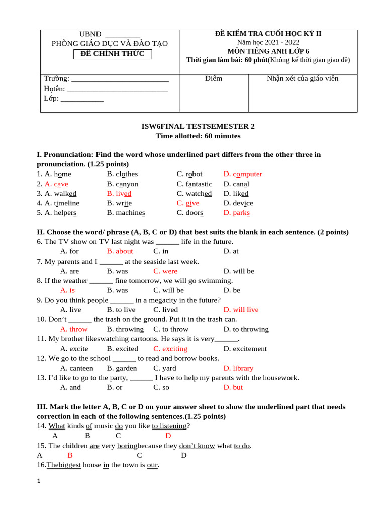 HK2 TA6 i-LearnSmartWorld Test 1 - Key | PDF | Astronautics | Spaceflight