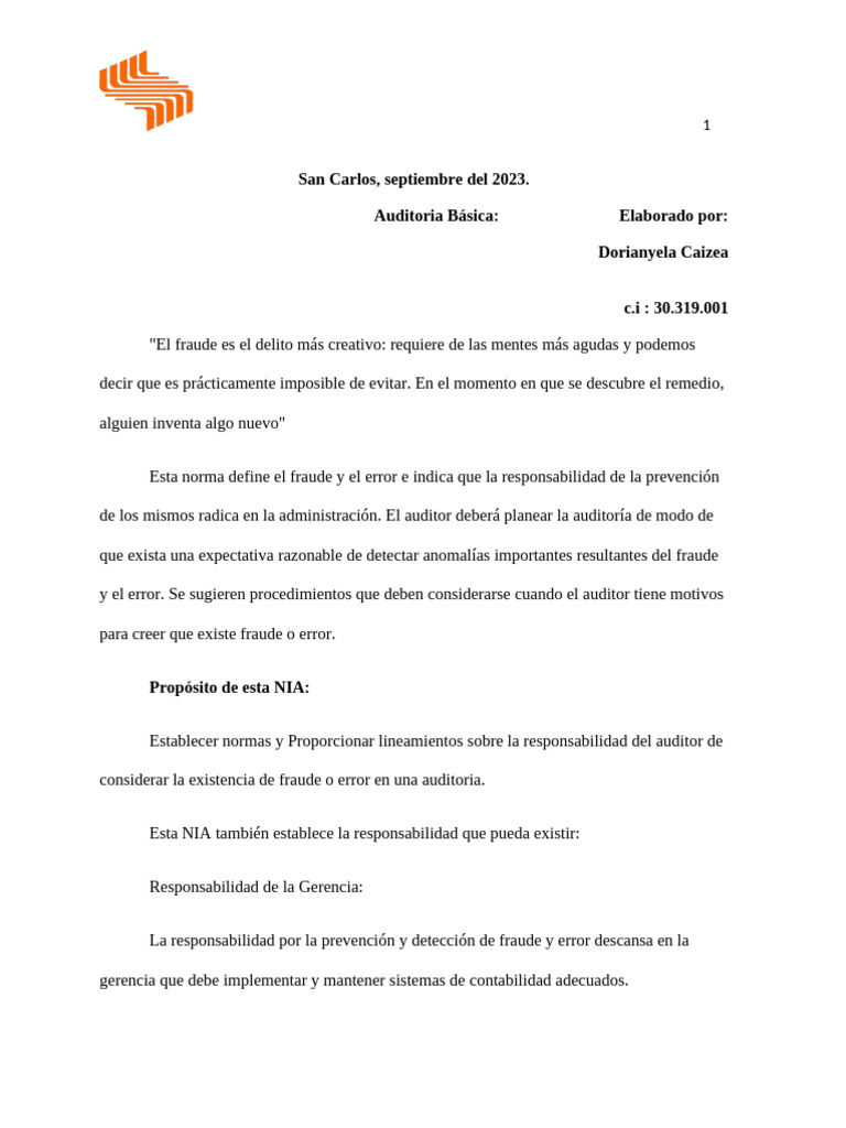 Normas de Auditoría sobre Fraude y Error | PDF | Auditoría | Contralor