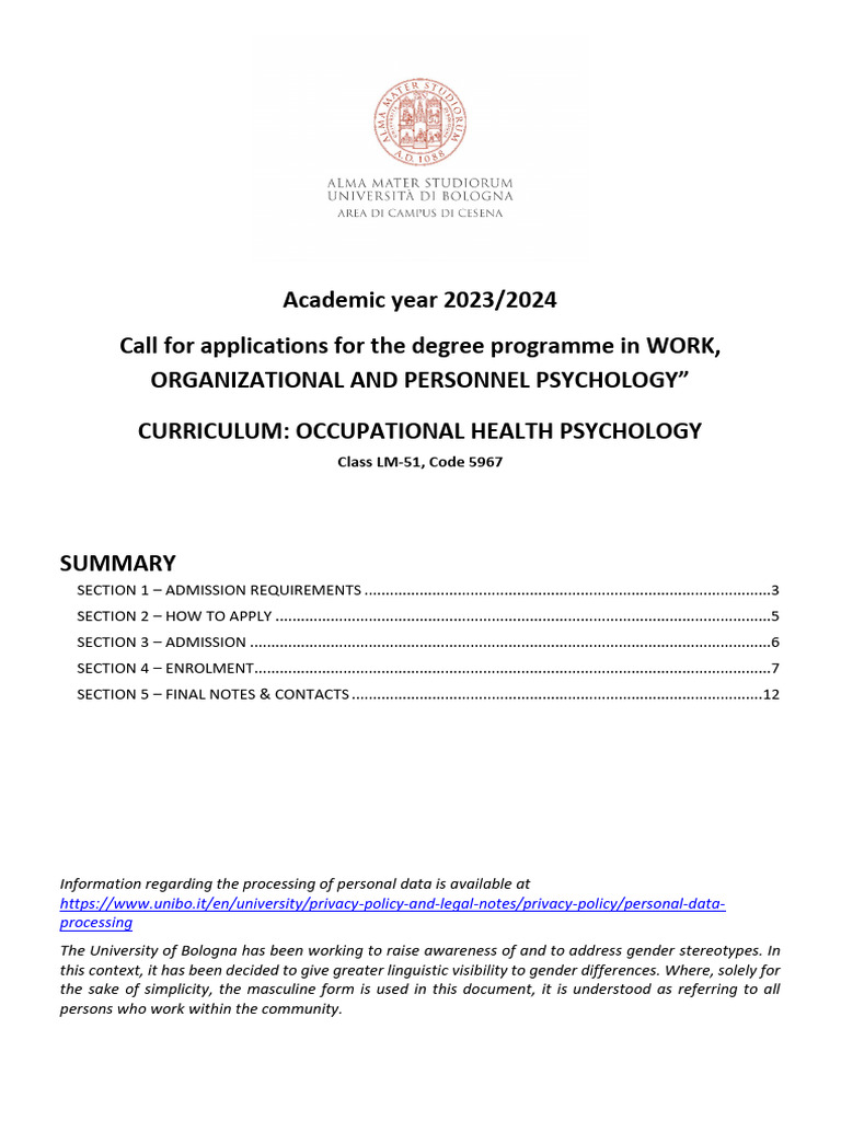 Call For Applications - EN - LM OHP - 2023-24 | PDF | Academic Degree ...