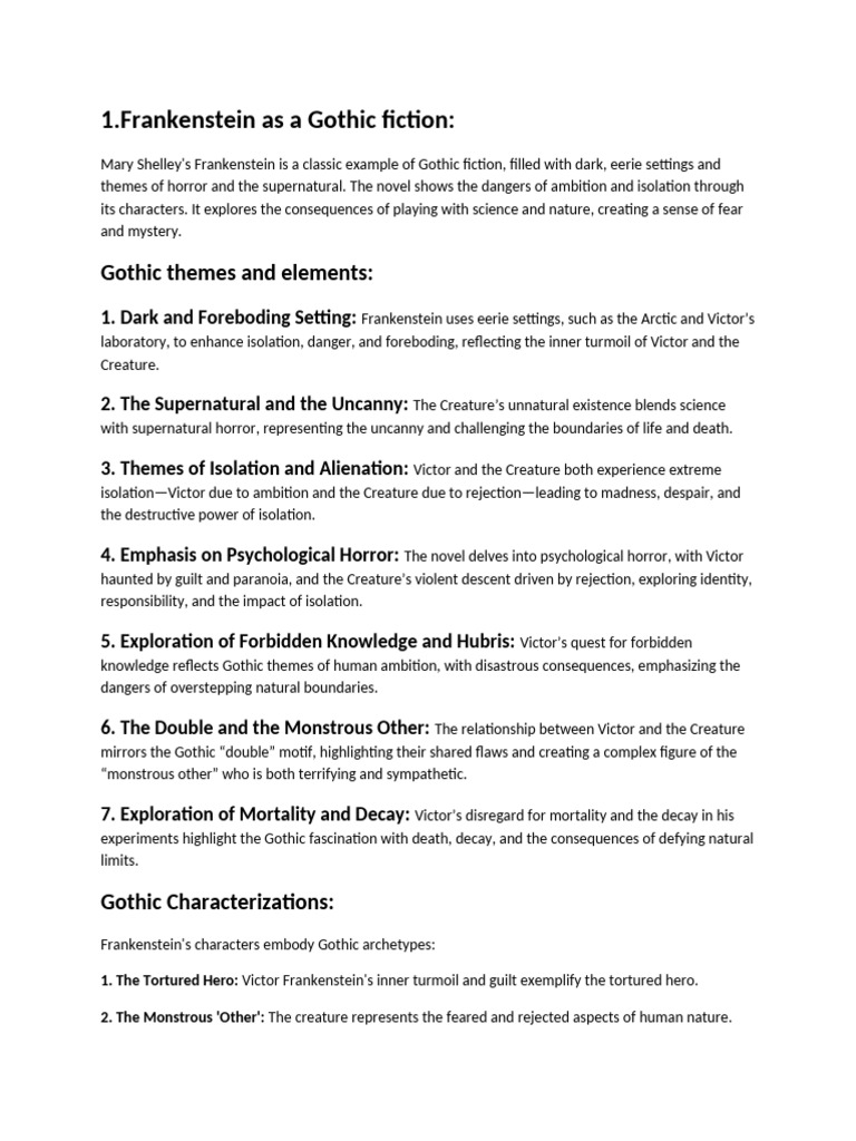 Gothic Themes in Frankenstein's Tragedy | PDF | Frankenstein | Prometheus