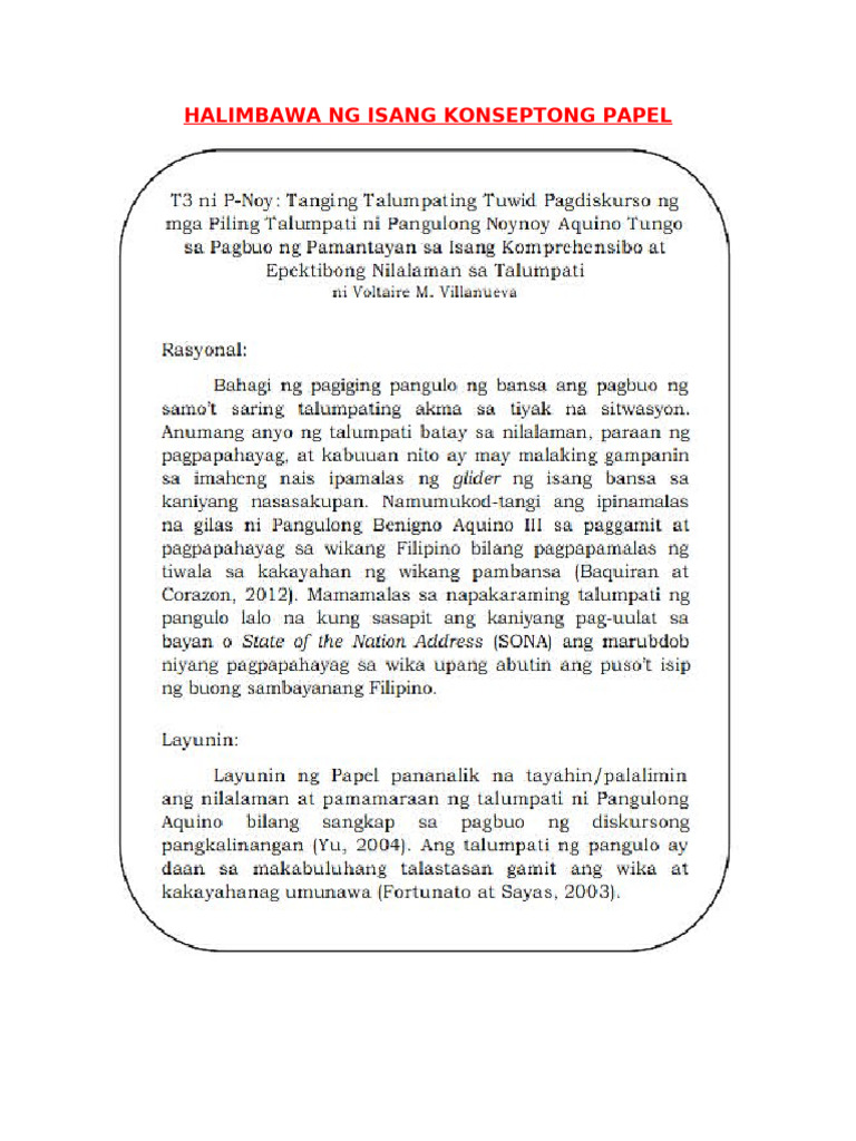 HALIMBAWA NG ISANG KONSEPTONG PAPEL | PDF