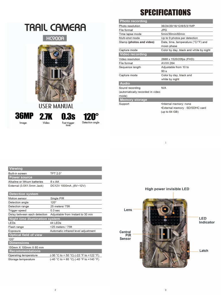 Camera HC-900A User Manual | PDF